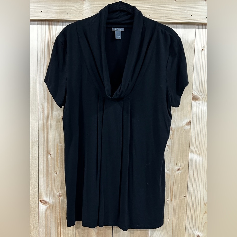 Kenneth Cole Reaction drape pleated cowl neck top, Large, Silky Soft Slinky